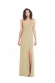 Champagne Trompette Col Carré Crêpe Stretch Longue Formelles Robes demoiselle d'honneur / Robes de soirée / Robes de bal à Bas Prix