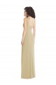 Champagne Trompette Col Carré Crêpe Stretch Longue Formelles Robes demoiselle d'honneur / Robes de soirée / Robes de bal à Bas Prix