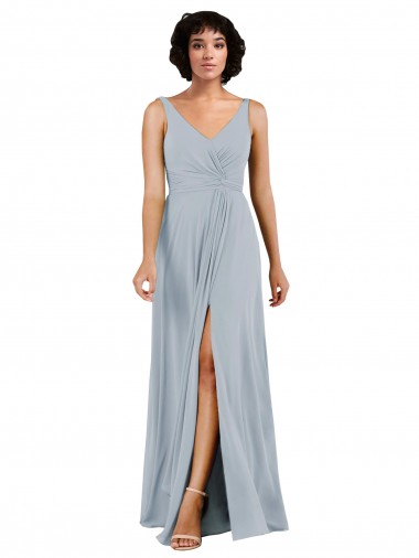 Colonne Col V Mousseline Longue Robes demoiselle d'honneur à Bas Prix