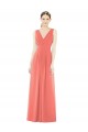 Corail Trapèze Col V Mousseline Longue Robes demoiselle d'honneur à Bas Prix