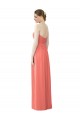 Corail Trapèze Sans bretelle Mousseline Longue Robes demoiselle d'honneur à Bas Prix