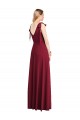 Corail Trompette Col V Mousseline Longue Robes demoiselle d'honneur à Bas Prix