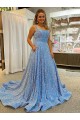 Couleur affichée Trapèze Scoop Traîne moyenne Paillettes Velours Longue Robes de bal à Bas Prix