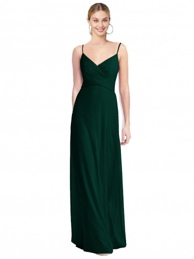 Evergreen Trapèze Bretelles spaghetti Col V Mousseline Longue Robes demoiselle d'honneur à Bas Prix