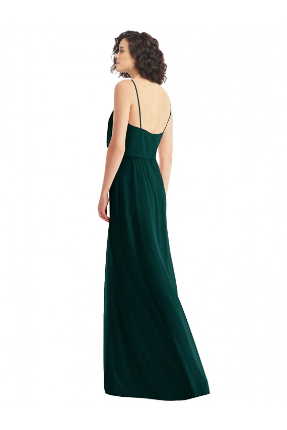 Evergreen Trapèze Col V Mousseline Longue Robes demoiselle d'honneur à Bas Prix