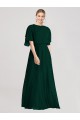 Evergreen Trapèze Col rond Mousseline Longue Robes demoiselle d'honneur à Bas Prix