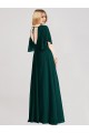 Evergreen Trapèze Col rond Mousseline Longue Robes demoiselle d'honneur à Bas Prix