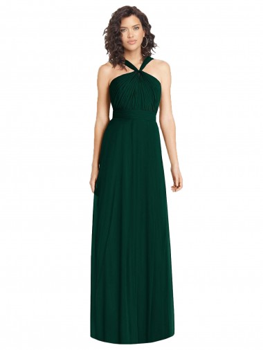 Evergreen Trapèze Licou Mousseline Longue Robes demoiselle d'honneur à Bas Prix