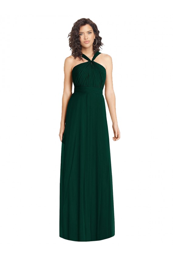 Evergreen Trapèze Licou Mousseline Longue Robes demoiselle d'honneur à Bas Prix
