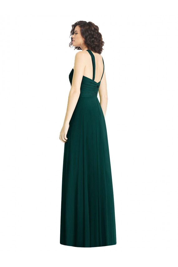 Evergreen Trapèze Licou Mousseline Longue Robes demoiselle d'honneur à Bas Prix