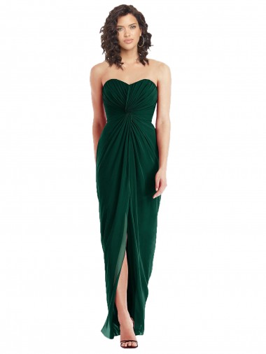 Evergreen Trapèze Sans bretelle Mousseline Longue Robes demoiselle d'honneur à Bas Prix