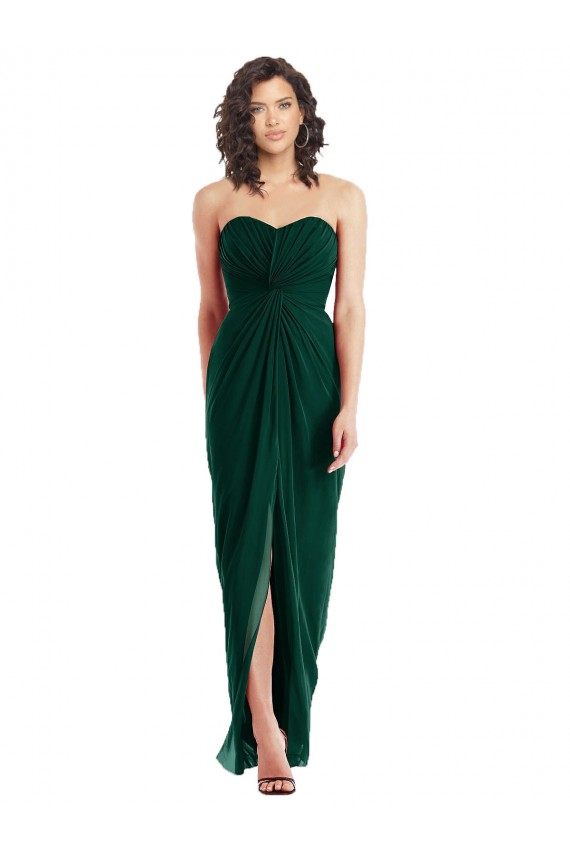 Evergreen Trapèze Sans bretelle Mousseline Longue Robes demoiselle d'honneur à Bas Prix