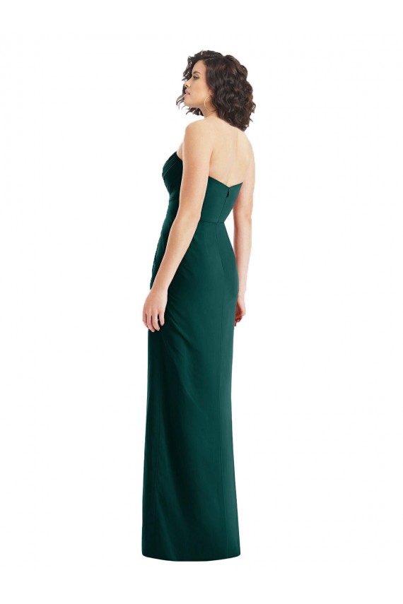 Evergreen Trapèze Sans bretelle Mousseline Longue Robes demoiselle d'honneur à Bas Prix
