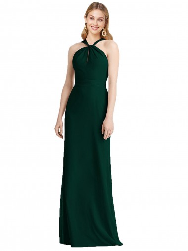 Evergreen Trompette Licou Mousseline Longue Robes demoiselle d'honneur à Bas Prix