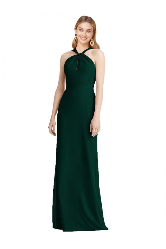Evergreen Trompette Licou Mousseline Longue Robes demoiselle d'honneur à Bas Prix
