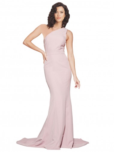Fourreau Balayage train Crêpe Stretch Longue Robes demoiselle d'honneur / Robes de bal à Bas Prix