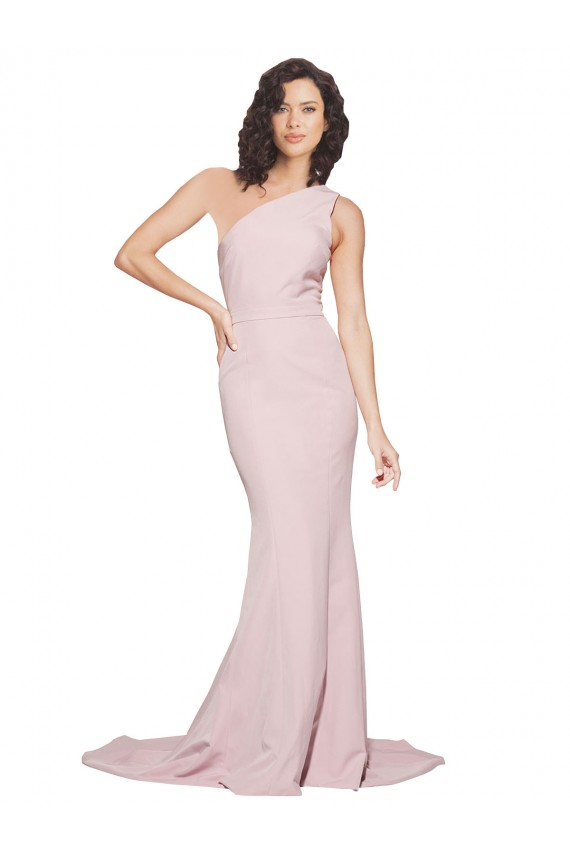 Fourreau Balayage train Crêpe Stretch Longue Robes demoiselle d'honneur / Robes de bal à Bas Prix