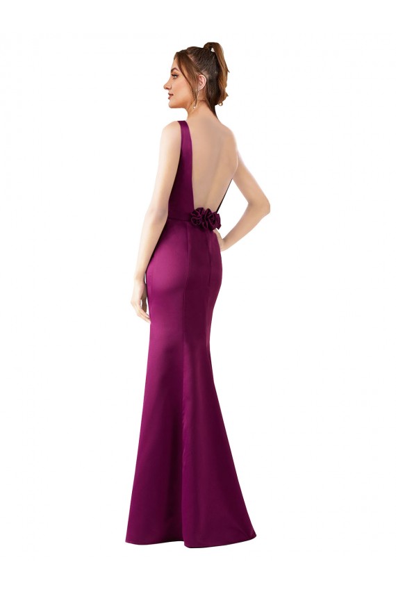 Fourreau Bateau Satiné Longue Formelles Robes demoiselle d'honneur / Robes de soirée / Robes de bal à Bas Prix