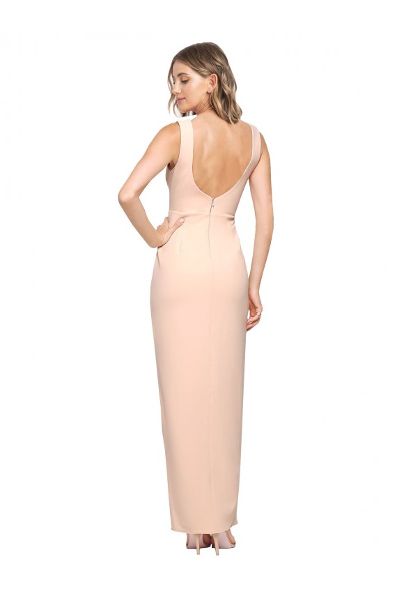 Fourreau Col Carré Crêpe Stretch Longue Formelles Robes demoiselle d'honneur / Robes de soirée / Robes de bal à Bas Prix