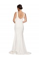 Ivoire Fourreau Col Carré Balayage train Crêpe Stretch Longue Robes demoiselle d'honneur / Robes de bal à Bas Prix