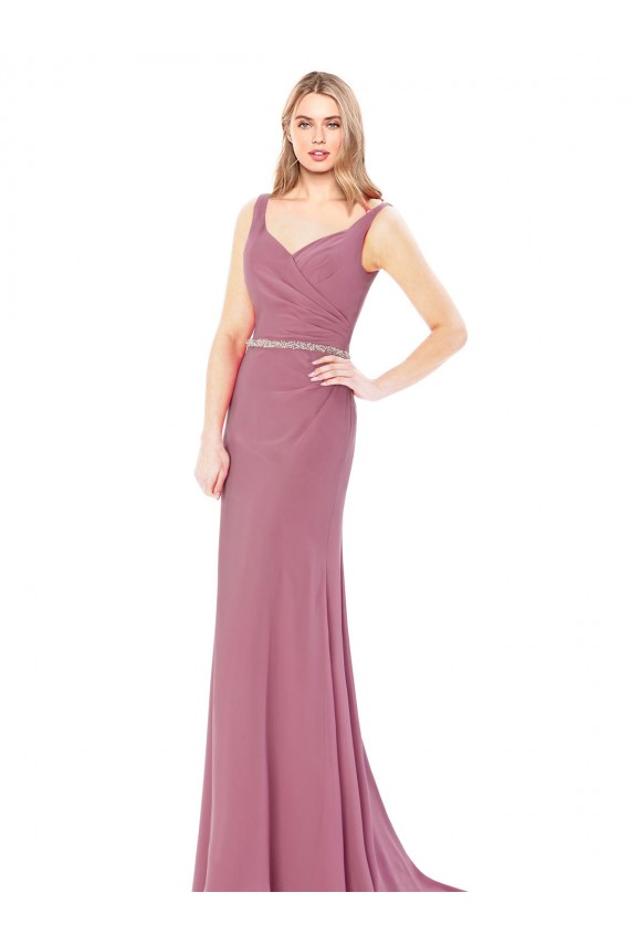Fourreau Col Haut Mousseline Longue Robes demoiselle d'honneur / Robes de bal à Bas Prix