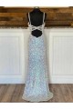 Fourreau Col V Balayage train Paillettes Velours Longue Robes de bal à Bas Prix