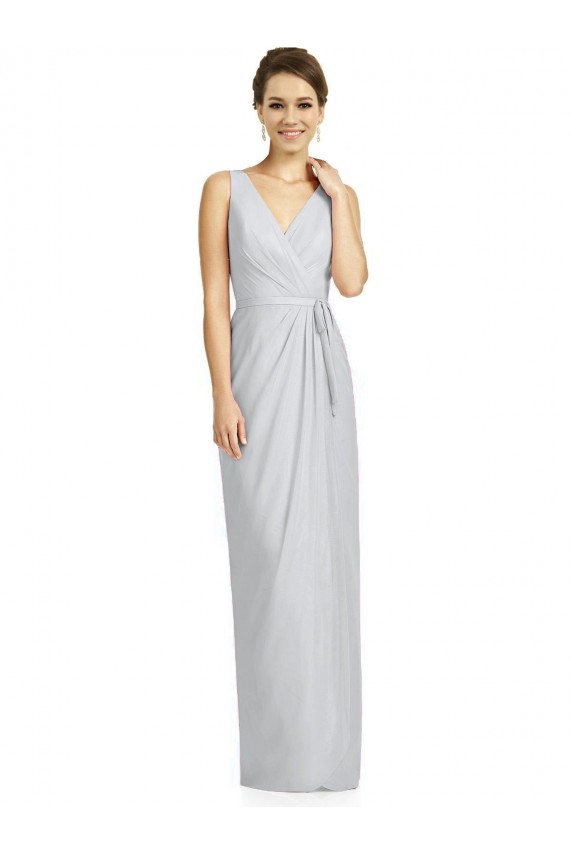 Fourreau Col V Mousseline Longue Robes demoiselle d'honneur à Bas Prix