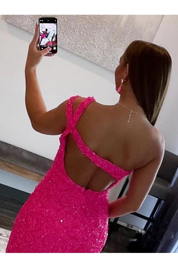 Fourreau Courte Paillettes Velours Courte Robes de bal à Bas Prix