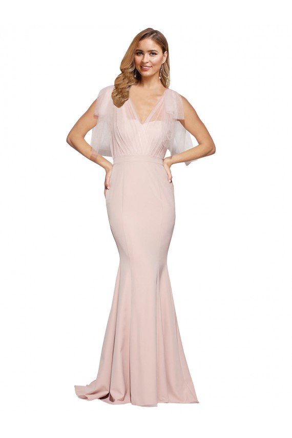 Fourreau Crêpe Stretch Tulle Longue Formelles Robes demoiselle d'honneur / Robes de soirée / Robes de bal à Bas Prix