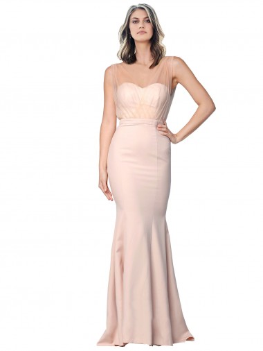 Fourreau Crêpe Stretch Tulle Longue Formelles Robes demoiselle d'honneur / Robes de soirée / Robes de bal à Bas Prix
