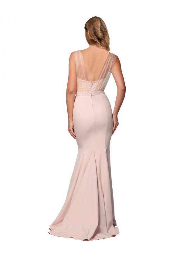 Fourreau Crêpe Stretch Tulle Longue Formelles Robes demoiselle d'honneur / Robes de soirée / Robes de bal à Bas Prix