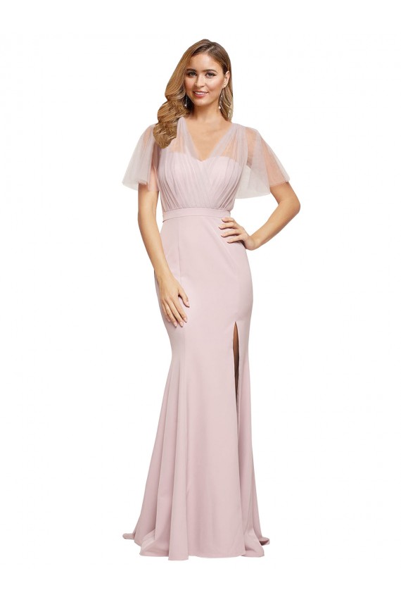 Fourreau Crêpe Stretch Tulle Longue Formelles Robes demoiselle d'honneur / Robes de soirée / Robes de bal à Bas Prix