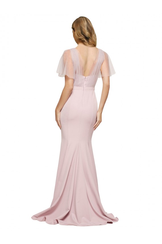 Fourreau Crêpe Stretch Tulle Longue Formelles Robes demoiselle d'honneur / Robes de soirée / Robes de bal à Bas Prix