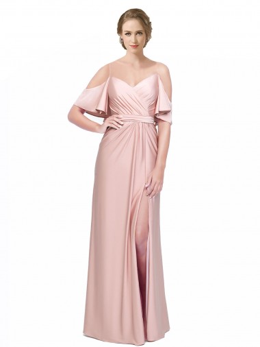 Fourreau Épaule Dénudée Satiné Soyeux Longue Formelles Robes demoiselle d'honneur / Robes de soirée / Robes de bal à Bas Prix