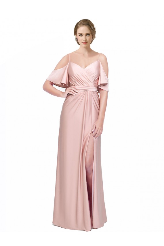 Fourreau Épaule Dénudée Satiné Soyeux Longue Formelles Robes demoiselle d'honneur / Robes de soirée / Robes de bal à Bas Prix