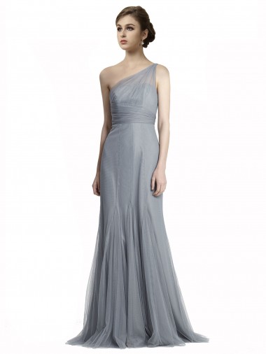 Gris ardoise Sirène Tulle Longue Robes demoiselle d'honneur à Bas Prix