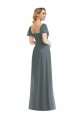 Gris ardoise Trapèze Col Carré Mousseline Longue Robes demoiselle d'honneur à Bas Prix