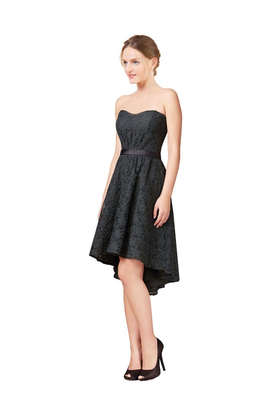 Gris ardoise Trapèze Dentelle Courte Asymétrique Robes demoiselle d'honneur / Robes de cocktail à Bas Prix