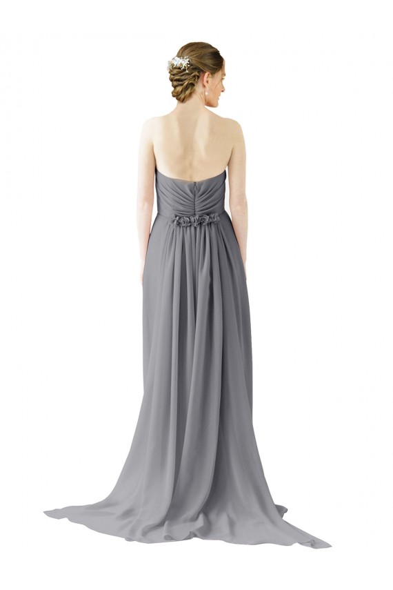 Gris ardoise Trapèze Mousseline Longue Robes demoiselle d'honneur à Bas Prix