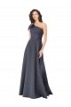 Gris ardoise Trapèze Satiné Longue Formelles Robes demoiselle d'honneur / Robes de soirée / Robes de bal à Bas Prix