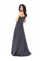Gris ardoise Trapèze Satiné Longue Formelles Robes demoiselle d'honneur / Robes de soirée / Robes de bal à Bas Prix