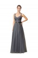 Gris ardoise Trapèze Tulle Longue Robes demoiselle d'honneur à Bas Prix