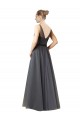 Gris ardoise Trapèze Tulle Longue Robes demoiselle d'honneur à Bas Prix