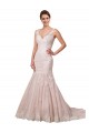 Ivoire & Blush Sirène Col V Tulle Dentelle Robes de mariée à Bas Prix