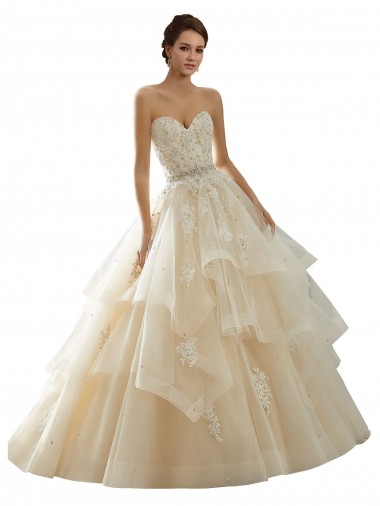 Ivoire & Champagne Princesse Tulle Dentelle Robes de mariée à Bas Prix