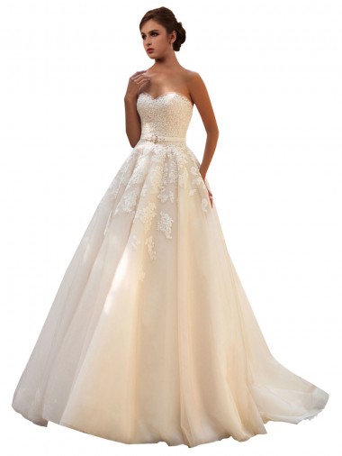 Ivoire & Champagne Princesse Tulle Dentelle Robes de mariée à Bas Prix