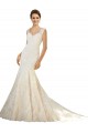 Ivoire & Champagne Sirène Col V Tulle Dentelle Robes de mariée à Bas Prix