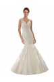 Ivoire & Champagne Sirène Col V Tulle Dentelle Robes de mariée à Bas Prix