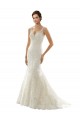 Ivoire & Champagne Sirène Col V Tulle Dentelle Robes de mariée à Bas Prix