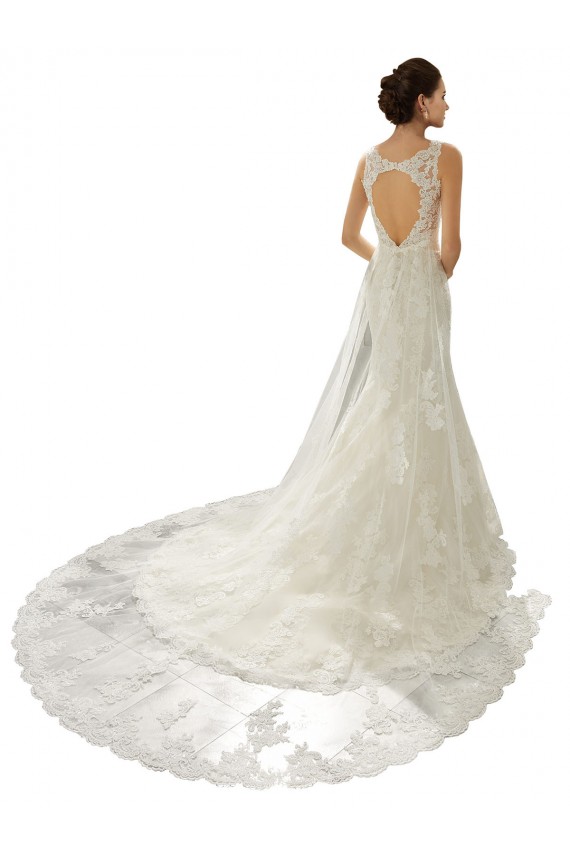Ivoire & Champagne Sirène Col V Tulle Dentelle Robes de mariée à Bas Prix